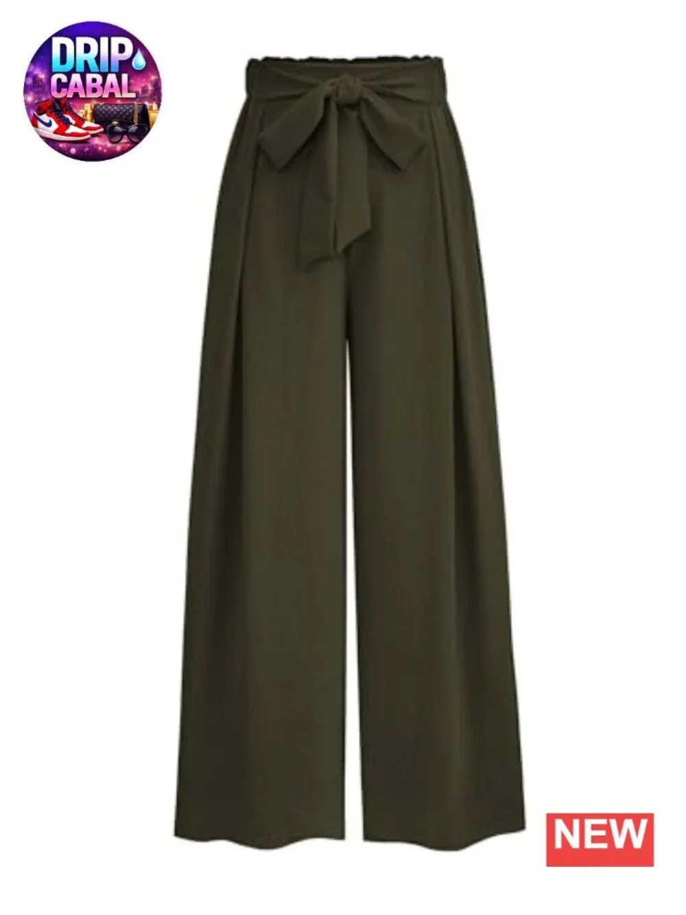 Wide Leg Tie Front High Waisted Trousers with Pockets